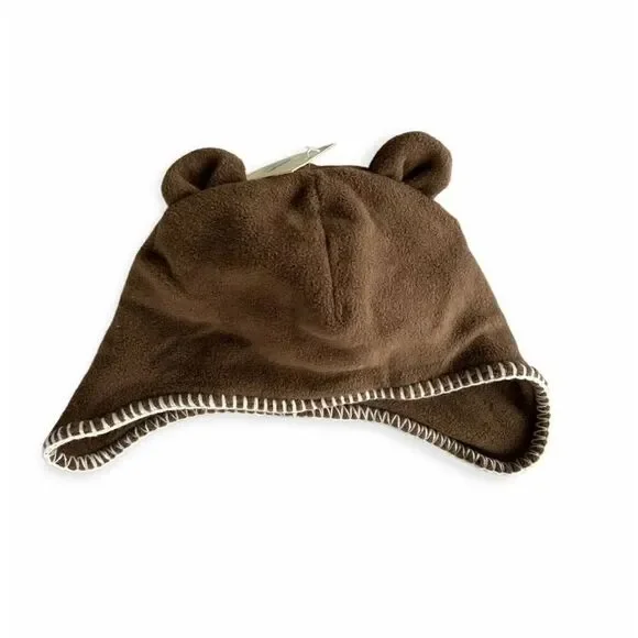 NWT Baby Boys Old Navy Lil Loves Bear Fleece Hat w Ears - Sz 18-24 mo