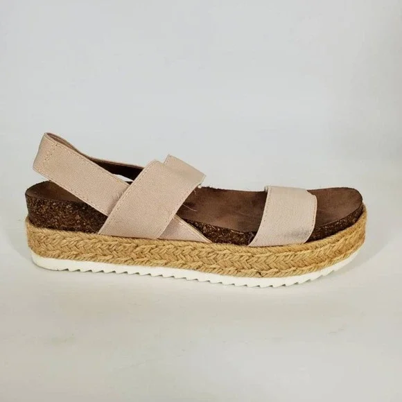 Madden Girl Shoes Womens Cybell Beige 7 Slingback Sandal Espadrille Stretch Chic
