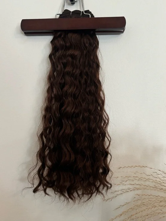 100% Human Hair 18” Color 4 Medium dark Brown Deep Wave Weft Extensions