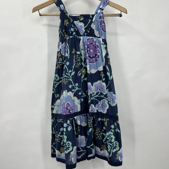 Old Navy Girl's‎ Baby Doll Floral Print Maxi Ruffle Lace Bottom Dress Size S 6/7