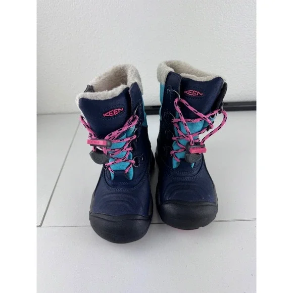 KEEN Kids Winter Boots Navy Blue Pink Teal‎ Waterproof Insulated Size 9 Toddler