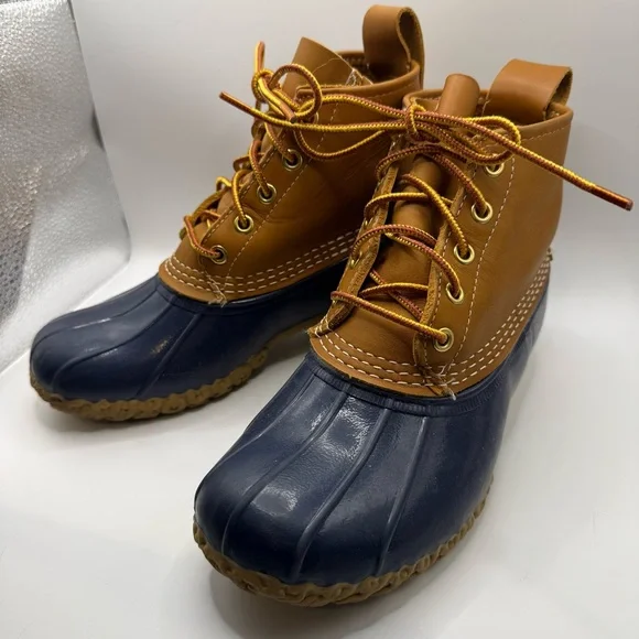 LL Bean Boots Women’s Size 5W (A W) Like New Condition Unlined Navy Foot‎ Rain