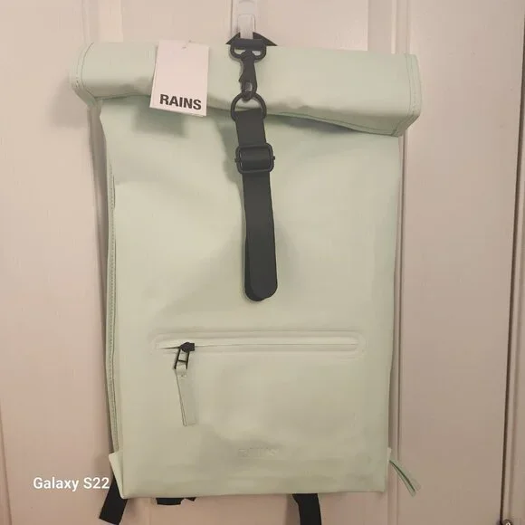 RAINS Rolltop Rucksack Backpack. Color: Mineral. NWT