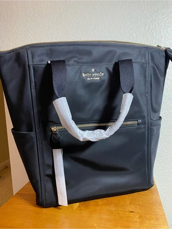 kate spade Black Nylon Laptop Tote with Gold Hardware