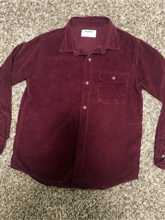 Boys Old Navy Burgundy Corduroy Button-Down Shirt