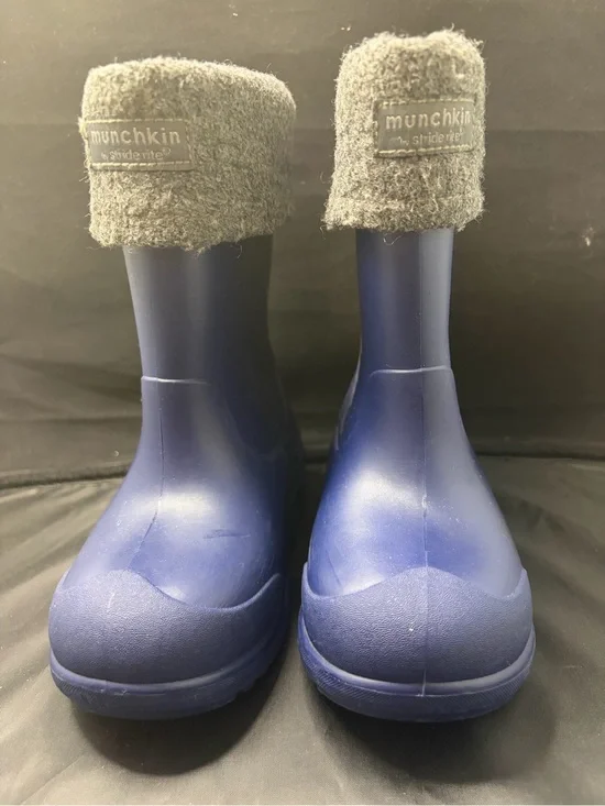Munchkin by Stride Rite Blue Rain Boots with Gray Cuffs Toddler Size 8