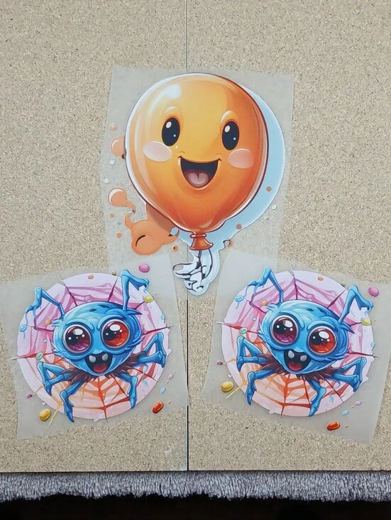 Ready to Press DTF Transfers Halloween Cute Blue Spider & Balloon 3-Pack Bundle