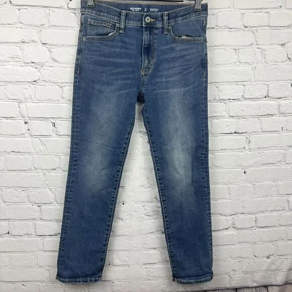 Old Navy Karate Slim 360 Stretch Jeans Boys Size 12 Plus Adjustable Medium Wash‎