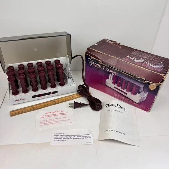Vtg free'n easy instant hairsetter 18 shorter hair tighter curls w box curlers