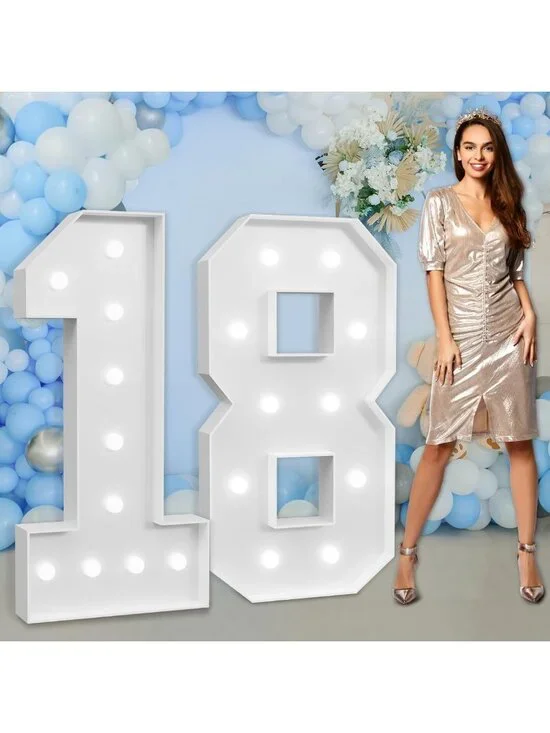 Large 4ft Light Up Marquee Numbers for 18th Birthday Decorations & Parties