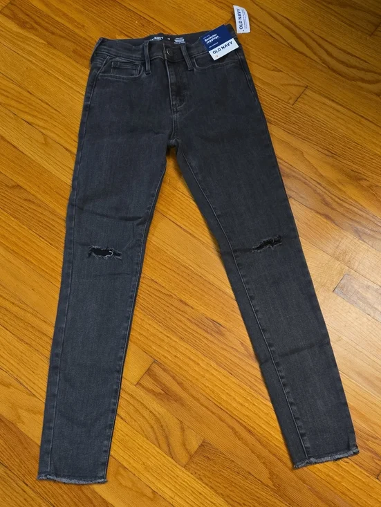 Old Navy Black Rockstar Jeggings Ripped Knee Jeans