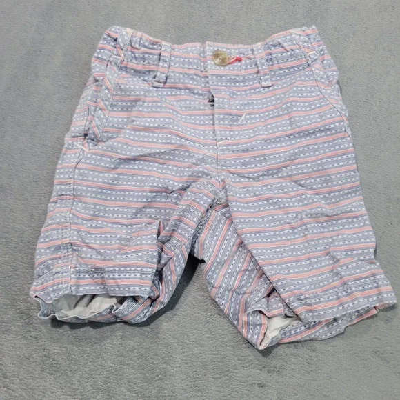 Old Navy Shorts Toddler Boys 2T Blue Red White‎ Striped Chino Adjustable Waist
