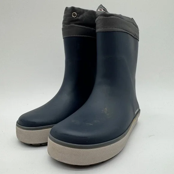 Western Chief Kids Size 12 Navy Waterproof Rain Boots Fleece Lined Rubber