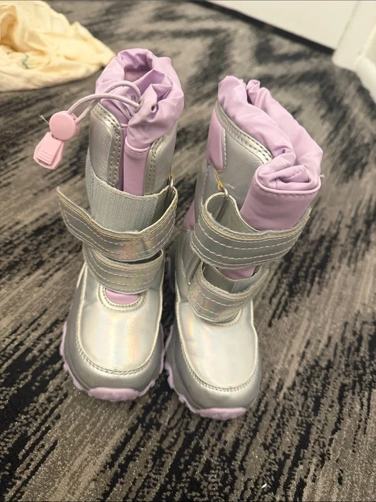 Lands' End Kids Iridescent Silver and Lilac Winter Boots