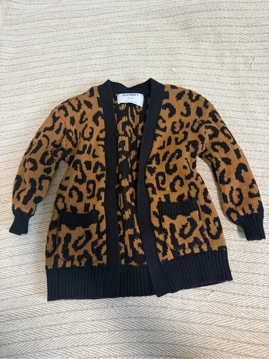 Old Navy Kids Leopard Cardigan - Black & Brown