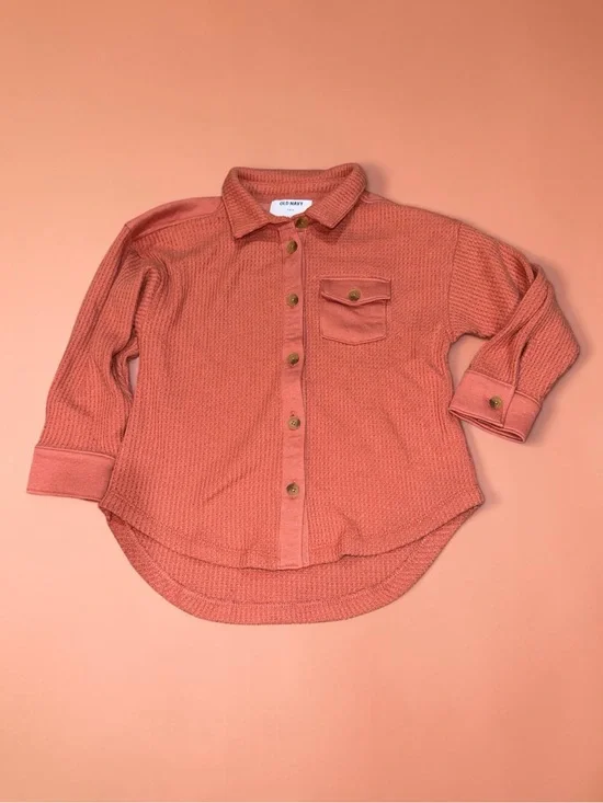 Old Navy Girls' Salmon Waffle Button-Up Shirt (S 6/7) NEW