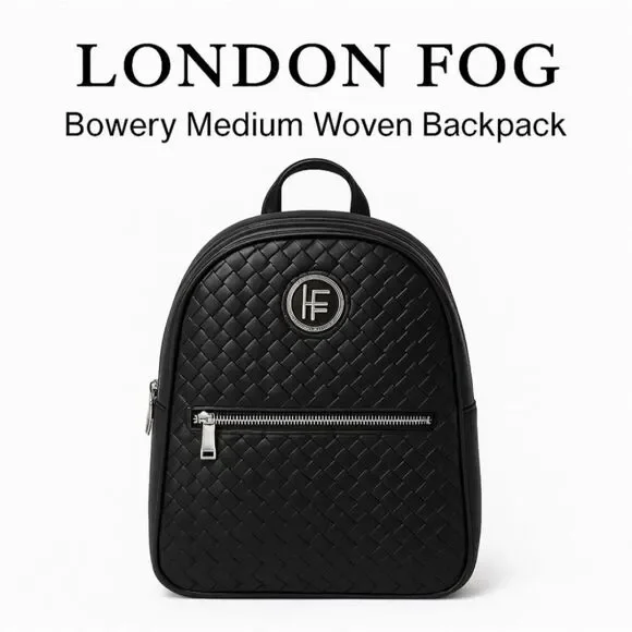London Fog Black Bowery Woven Backpack
