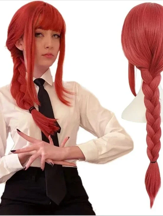 Red Long Braided Women's Synthetic Wig - Unbranded