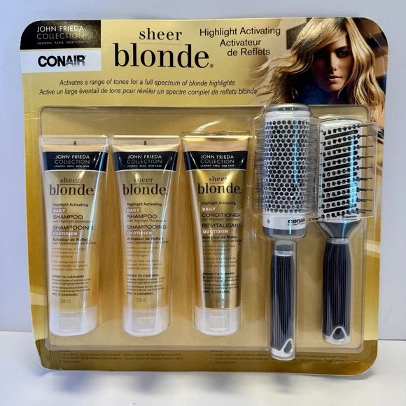 John‎ Frieda Sheer Blonde Highlight Activating CONAIR Gift Set Y2K NOS