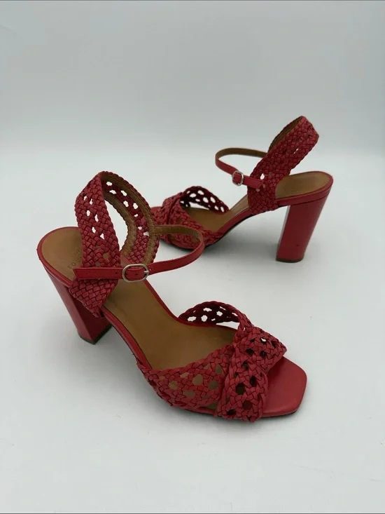 Sezane Les souliers Halix Women’s leather sandals Braided Block Heels event Y2K