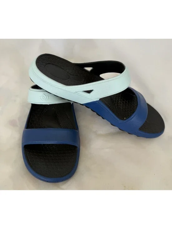 Spenco Fusion Slim Women's Sandals Size 9 Aqua/Royal Orthotic Comfort Slide
