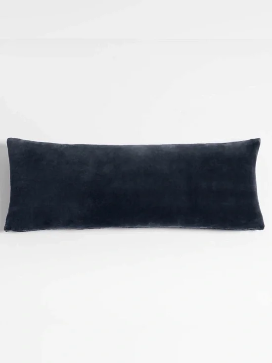 Crate & Barrel Indigo Blue Fuzzy Furry Soft Plush 54x20 Long Body Pillow Cover