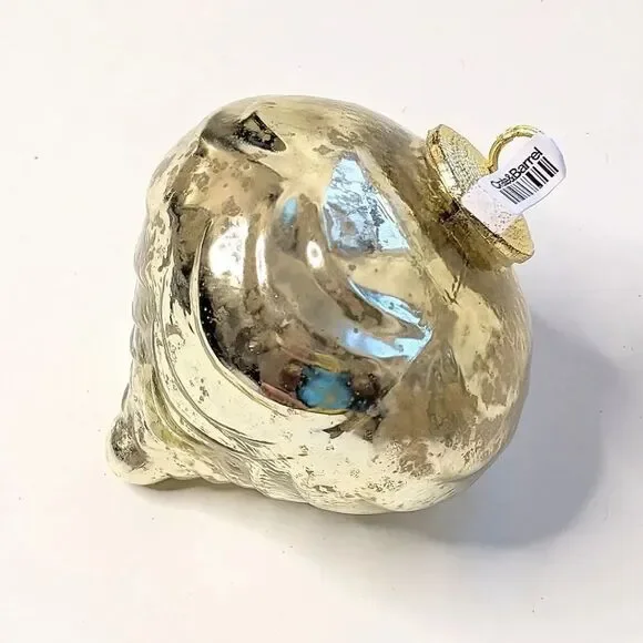 Crate&Barrel Gold Mercury Glass Christmas Ornament
