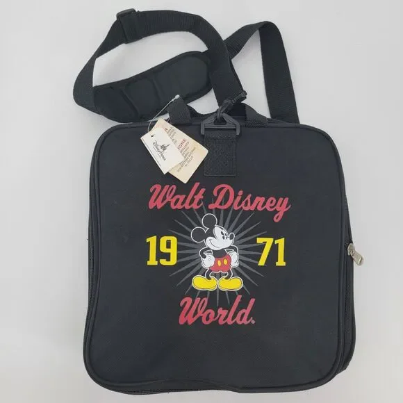 Walt Disney World Vintage 1971 Foldable Black Travel Duffle Bag With Shoulder St
