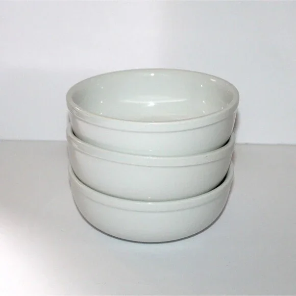 Crate & Barrel Culinary Arts soup cereal bowl lot of 3 white porcelain