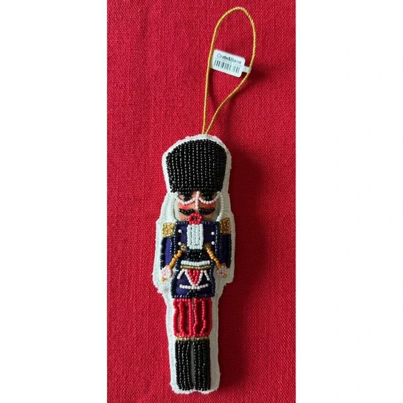 NWT Crate & Barrel Beaded Nutcracker Christmas Tree Ornament