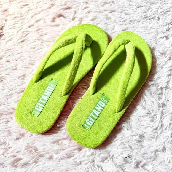 Vintage 90s Terry Cloth Neon Thong Flip Flops Womens 7 Y2K Kidcore Nostalgia‎