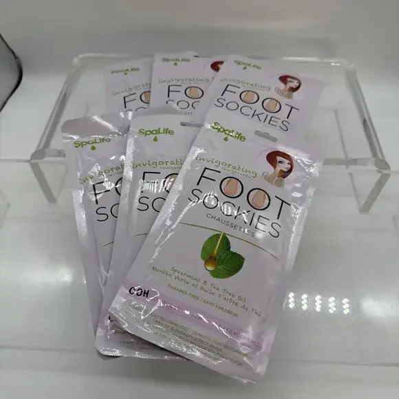 6 NEW Spa Life Invigorating Spearmint & Tea Tree Oil Foot Sockies