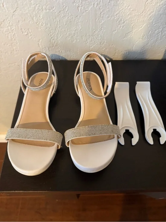 Women's Convertible Heels with Velcro-Strap Rhinestone Sandals