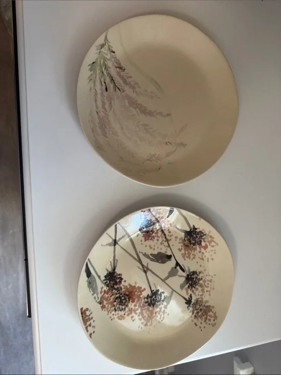 Crate&Barrel Cream Plate with Gold Band