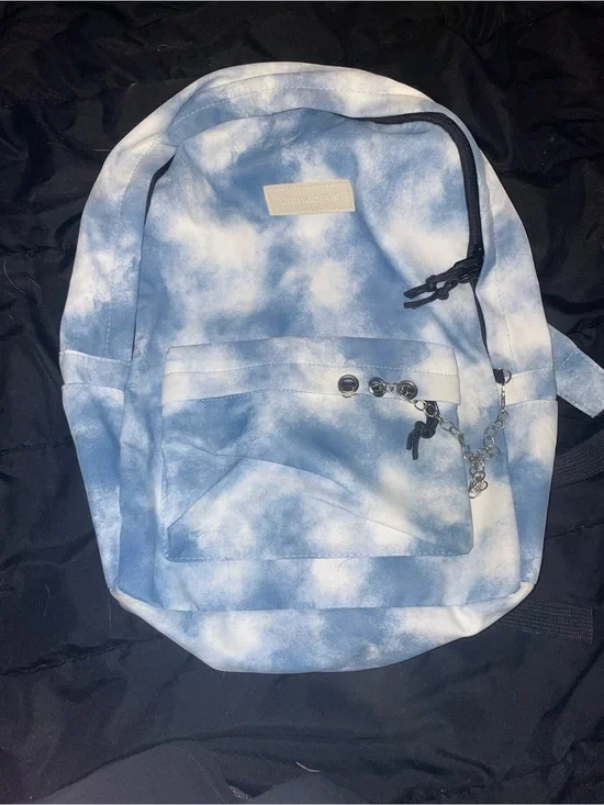 Light Blue Tie-Dye chain grommet Backpack