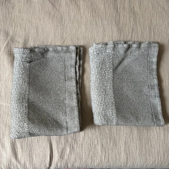 Crate and Barrel Gray Cotton Waffle Standard Pillow Case Set of 2