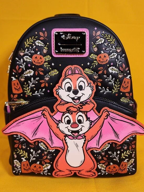 Loungefly Disney Chip N' Dale Bat Costume Halloween Pumpkin Mini Backpack NEW