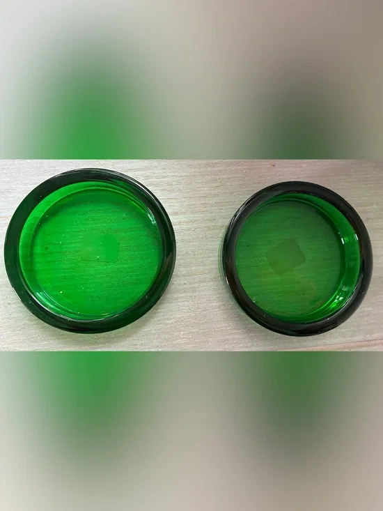 Vintage Crate and Barrel Deep Green Glass Pillar Candle holders