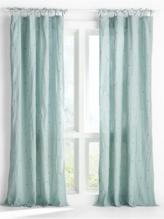 (2) NWOT Crate&Kids Aldrin Organic Cotton Star Sheer Curtain Panel - Blue