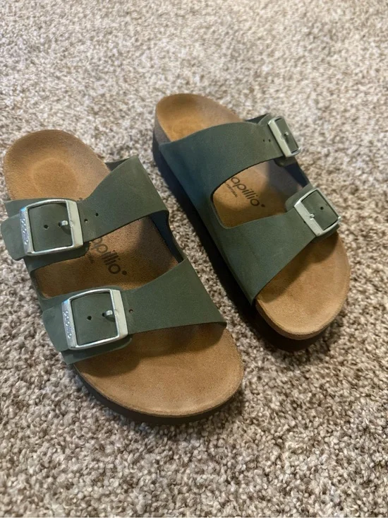 Papillio Double Buckle Sandals in Olive
