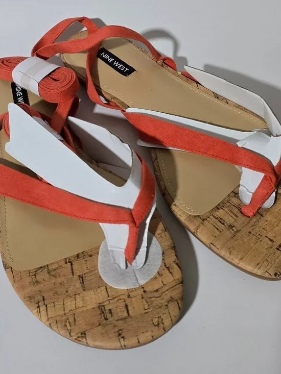 Size 11 Orange Strap Up Sandal (New) Nine West