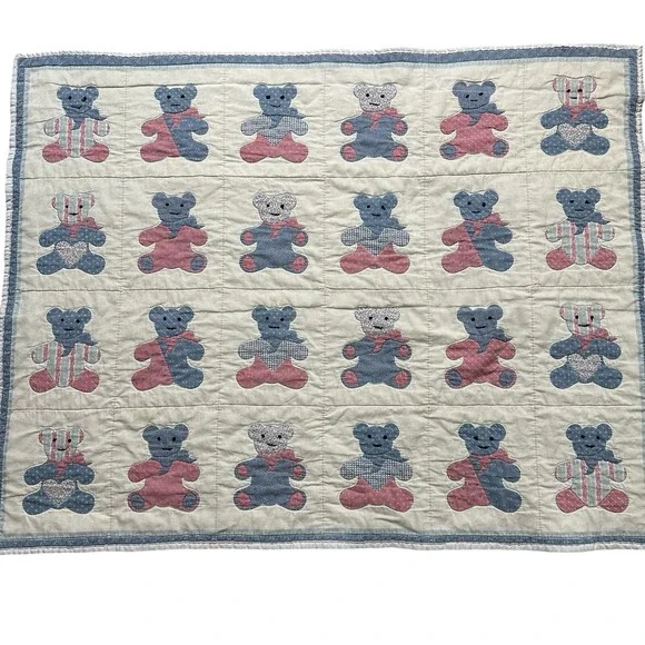 Vintage 80s Little Bedding Baby Blanket Comforter Reversible 32x40