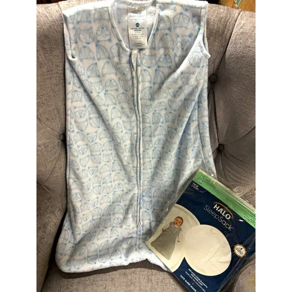 HALO SleepSack Wearable Blanket Blue White Fox Micro-Fleece 6-12M Medium 2867