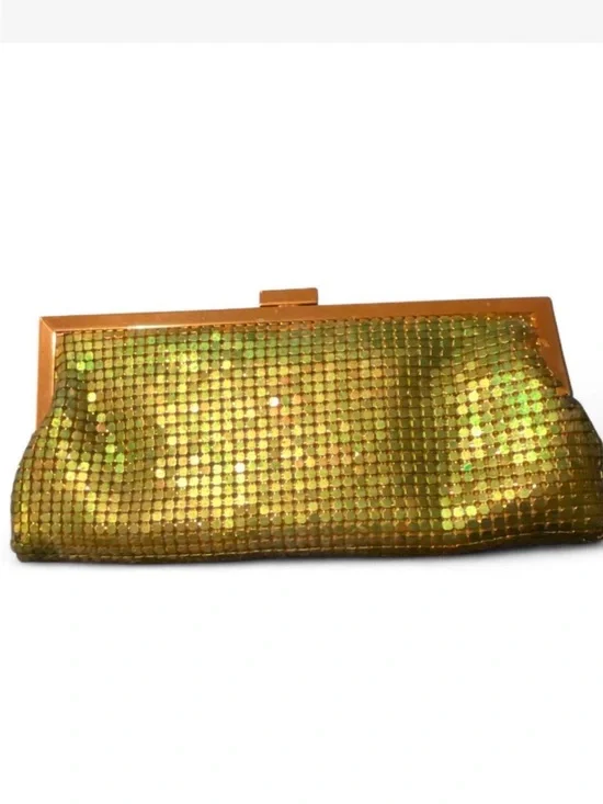 Vintage La Regale Iridescent Green Metal Mesh Clutch Bag