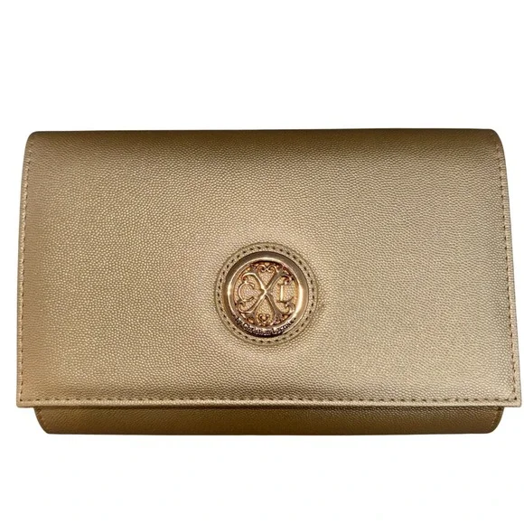 CXL‎ Christian Lacroix Paris Caviar Clutch Gold Metallic Faux Leath NWT