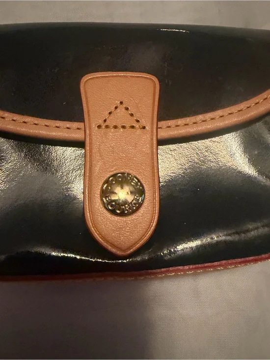 Dooney and Bourke Navy and Tan Patent Wristlet