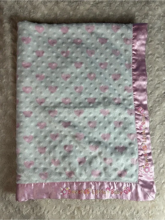 Child of Mine by Carter's Sweet Little Baby Blanket Pink White Hearts Orange
