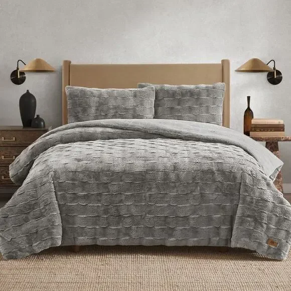 FRYE Faux Fur Comforter Set, 3-piece Set KING SIZE