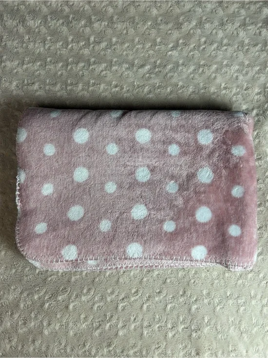 Amari Baby & Nursery Pink White Baby Blanket Polka Dots Stitched Edge Lovey