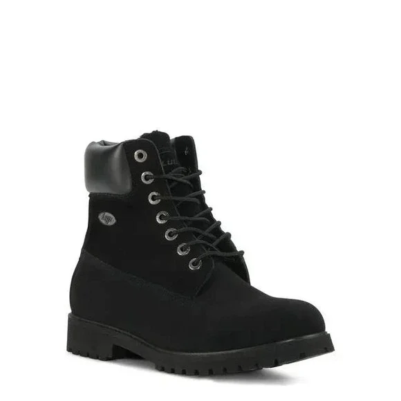 Lugz Hudson Mens Black Classic Work Boots, Water resistant Lug Sole 7W‎ /#S26263